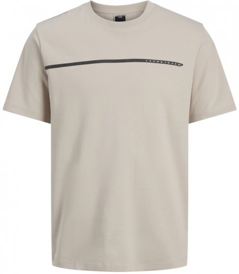 Jack & Jones Fusion Black Line Crew Neck T-Shirt Beige - Pólók - Nagyméretű pólók - 2XL-14XL