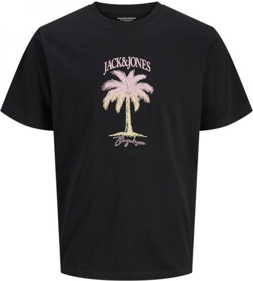 Jack & Jones Almeria Crew Neck T-Shirt Black - Pólók - Nagyméretű pólók - 2XL-14XL