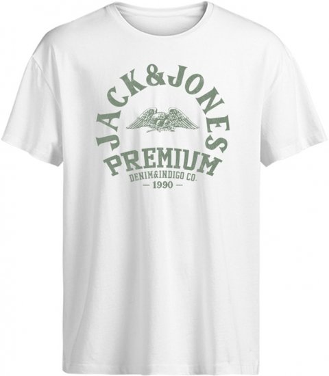 Jack & Jones Blurobar Crew Neck T-Shirt White - Pólók - Nagyméretű pólók - 2XL-14XL