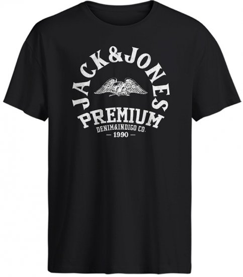 Jack & Jones Blurobar Crew Neck T-Shirt Black Beauty - Pólók - Nagyméretű pólók - 2XL-14XL