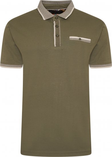Kam Jeans Jersey Polo with Jacquard Collar/Cuffs Khaki - Pólóingek - Galléros Pólók 2XL-8XL - Pólóingek 2XL-8XL