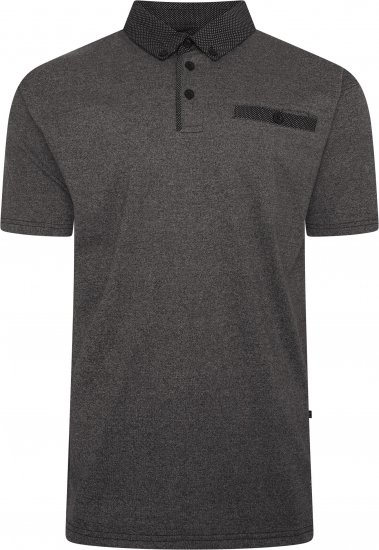 Kam Jeans 5501 Marl Polo with Contrast Dobby Woven Collar Black - Pólóingek - Galléros Pólók 2XL-8XL - Pólóingek 2XL-8XL