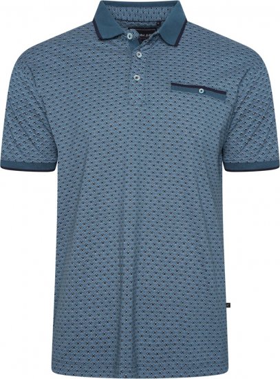 Kam Jeans 5517 Geo-Print Polo Blue - Pólóingek - Galléros Pólók 2XL-8XL - Pólóingek 2XL-8XL