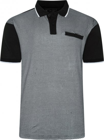 Kam Jeans 5518 Smart Mini Geo-Print Polo Black - Pólóingek - Galléros Pólók 2XL-8XL - Pólóingek 2XL-8XL