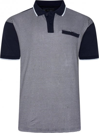 Kam Jeans 5518 Smart Mini Geo-Print Polo Navy - Pólóingek - Galléros Pólók 2XL-8XL - Pólóingek 2XL-8XL