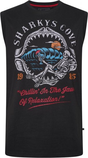 Kam Jeans 5762 Sharkeys Cove Vest Sleeveless T-Shirt Pirate Black - Pólók - Nagyméretű pólók - 2XL-14XL