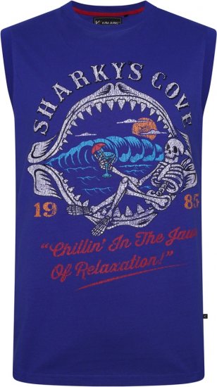 Kam Jeans 5762 Sharkeys Cove Vest Sleeveless T-Shirt Sea Surf Blue - Pólók - Nagyméretű pólók - 2XL-14XL