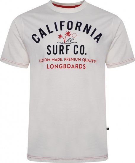 Kam Jeans 5766 California Surf Co T-Shirt Vintage White - Pólók - Nagyméretű pólók - 2XL-14XL