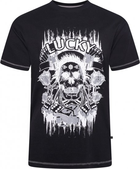 Kam Jeans 5770 Lucky Skull T-Shirt Black - Pólók - Nagyméretű pólók - 2XL-14XL