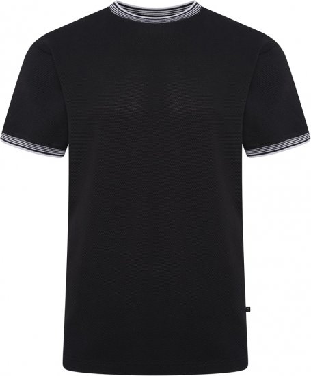 Kam Jeans 5779 Textured Body With Contrast Neck And Cuffs T-Shirt Black - Pólók - Nagyméretű pólók - 2XL-14XL