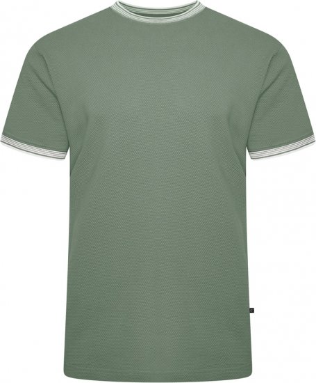 Kam Jeans 5779 Textured Body With Contrast Neck And Cuffs T-Shirt Elm Green - Pólók - Nagyméretű pólók - 2XL-14XL