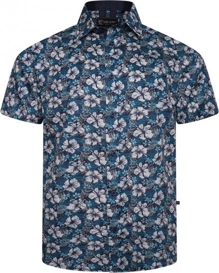 Kam Jeans 6061 Hibiscus Floral Print Short Sleeve Shirt Midnight Blue - Ingek - Ingek 2XL-10XL