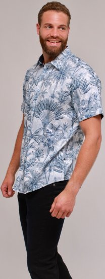 Kam Jeans 6063 Summer Print Short Sleeve Shirt Blue - Ingek - Ingek 2XL-10XL