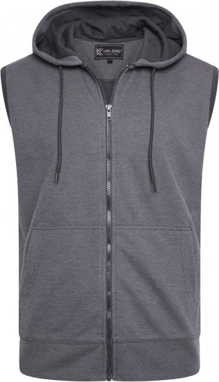 Kam Jeans 7077 Textured Interlock Sleeveless Hoodie Charcoal - Pulóverek & kapucnis pulóverek - Pulóverek & Kapucnis pulóver 2XL-12XL