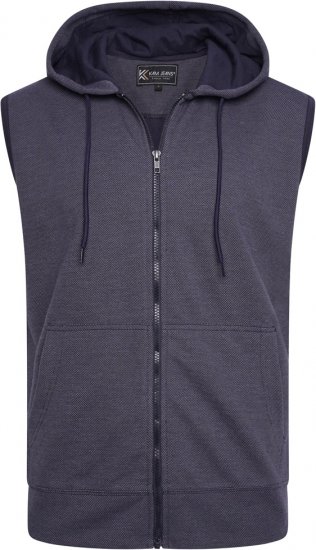 Kam Jeans 7077 Textured Interlock Sleeveless Hoodie Indigo - Pulóverek & kapucnis pulóverek - Pulóverek & Kapucnis pulóver 2XL-12XL