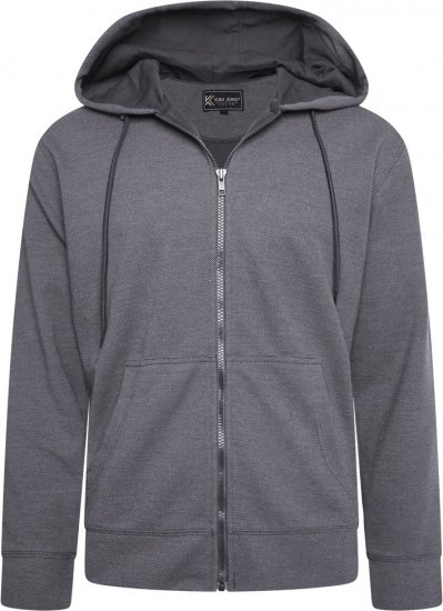 Kam Jeans 7078 Textured Interlock Hoody Charcoal - Pulóverek & kapucnis pulóverek - Pulóverek & Kapucnis pulóver 2XL-12XL