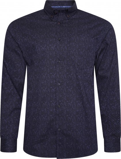 Kam Jeans P021 Premium Two Tone Digital Print Long Sleeve Shirt Indigo - Ingek - Ingek 2XL-10XL