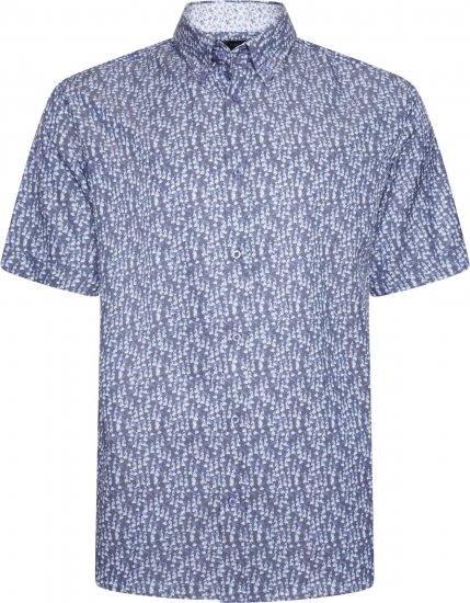 Kam Jeans P032 Premium Floral Short Sleeve Shirt Blue - Ingek - Ingek 2XL-10XL