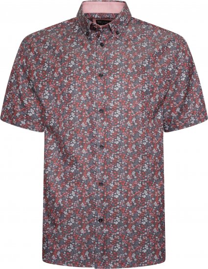 Kam Jeans P034 Premium Floral Print Short Sleeve Shirt Burgundy - Ingek - Ingek 2XL-10XL