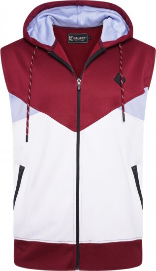 Kam Jeans TS006 Retro Pannelled Tracky Set (Shorts/Sleeveless Hoodie) Red - Tréningruhák - Nagyméretű Férfi Tréningruhák