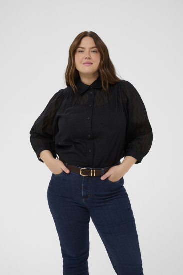 Kaffe Curve Gabby Ing rövidített ujjakkal Fekete - Ingek - 