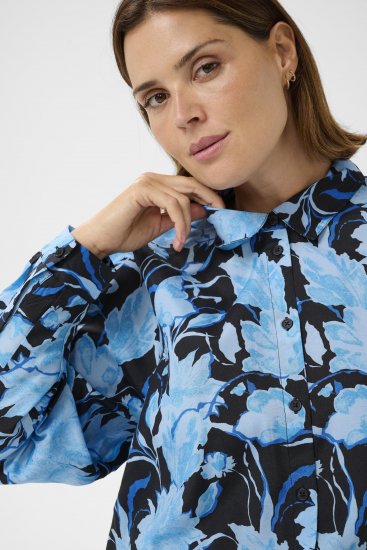 Kaffe Curve Sasja Hosszú ujjú ing Blue Snake Flower - Blúzok és tunikák - 