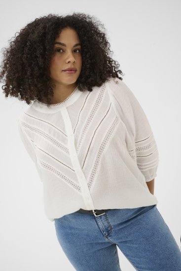 Kaffe Curve Liwa Shirt Chalk - Ingek - 