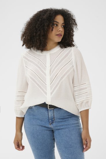 Kaffe Curve Liwa Shirt Chalk - Ingek - 