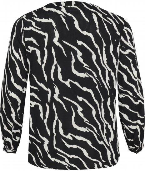 Kaffe Curve Mirta Tilly Blúz Fekete/Antique Zebramintás - Blúzok és tunikák - 