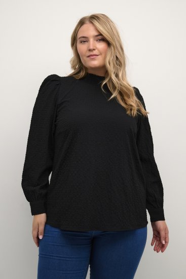 Kaffe Curve Ditta Smock Blúz Mélyfekete - Blúzok és tunikák - 