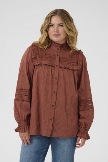 Kaffe Curve Jessa Shirt Henna Brown - Blúzok és tunikák - 