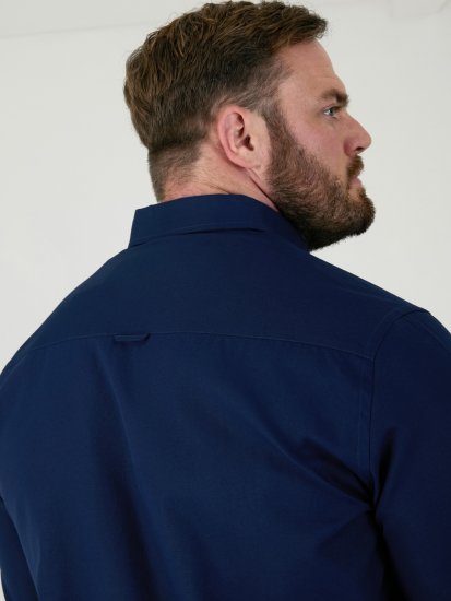 D555 Richard Oxford Ing Hosszú Ujjú TALL Tengerészkék - TALL ingek - 
