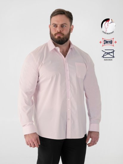 D555 Oliver Folttaszító Vasalásmentes Rugalmas Hosszú Ujjú Ing Rózsaszín - Ingek - Ingek 2XL-10XL