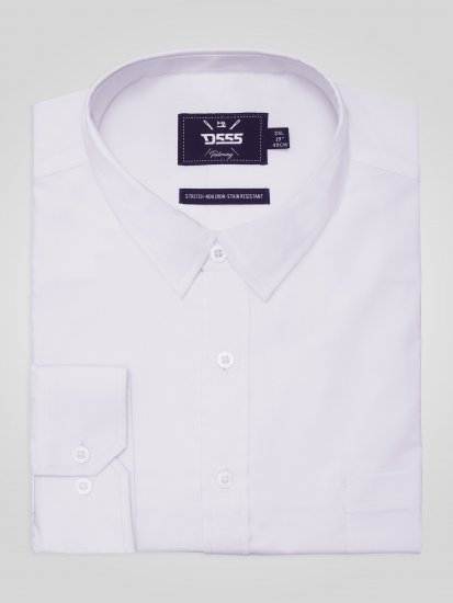 D555 Oliver Folttaszító Vasalásmentes Rugalmas Hosszú Ujjú Ing Fehér - Ingek - Ingek 2XL-10XL