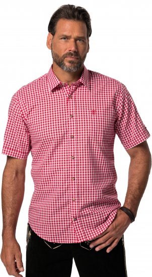 JP1880 Shirt Traditional Checked Short Sleeve Red - Ingek - Ingek 2XL-10XL