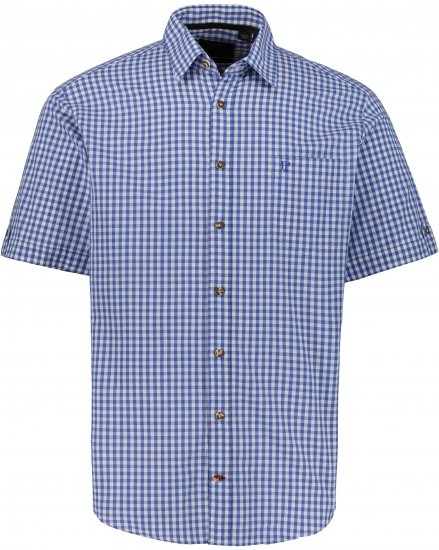 JP1880 Short Sleeve Check Print Traditional Shirt Blue - Ingek - Ingek 2XL-10XL