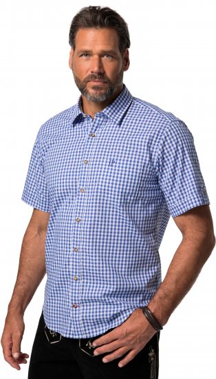 JP1880 Short Sleeve Check Print Traditional Shirt Blue - Ingek - Ingek 2XL-10XL