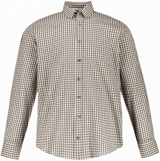 JP1880 Long Sleeve Check Print Traditional Shirt Brown - Ingek - Ingek 2XL-10XL