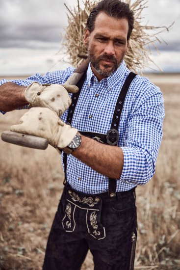 JP1880 Shirt Traditional Checked Long Sleeve Blue - Ingek - Ingek 2XL-10XL