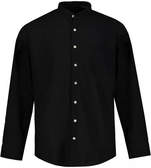 JP1880 Shirt Linen Blend Long Sleeve Black TALL - FÉRFIRUHÁZAT MT-6XLT - TALL-méretek