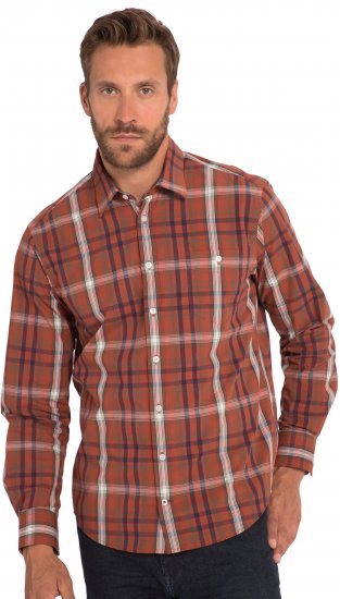 JP1880 Shirt Long Sleeve Checked Dark Orange TALL - FÉRFIRUHÁZAT MT-6XLT - TALL-méretek