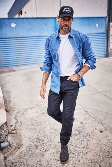 JP1880 Shirt Denim Long Sleeve Blue TALL - FÉRFIRUHÁZAT MT-6XLT - TALL-méretek