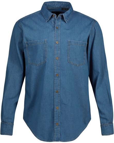 JP1880 Shirt Denim Long Sleeve Blue TALL - FÉRFIRUHÁZAT MT-6XLT - TALL-méretek
