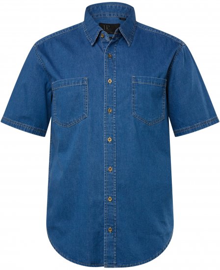 JP1880 Shirt Denim Short Sleeve Blue TALL - FÉRFIRUHÁZAT MT-6XLT - TALL-méretek