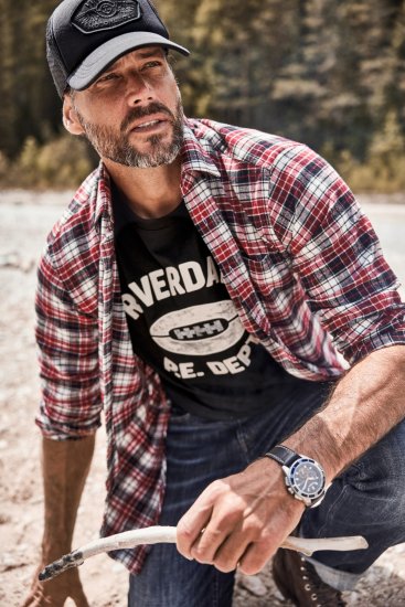 JP1880 Shirt Flannel Checked Long Sleeve Red TALL - FÉRFIRUHÁZAT MT-6XLT - TALL-méretek