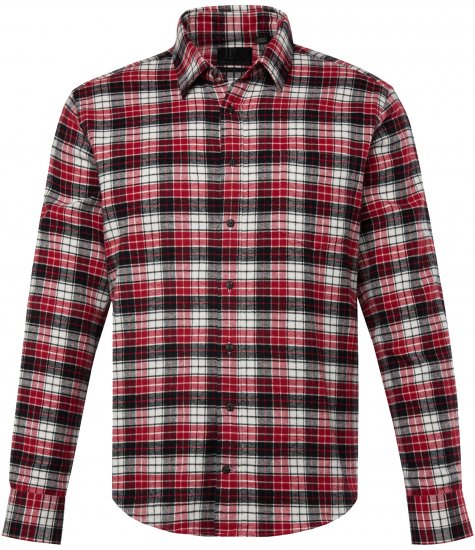 JP1880 Shirt Flannel Checked Long Sleeve Red TALL - FÉRFIRUHÁZAT MT-6XLT - TALL-méretek