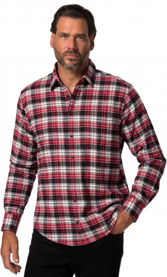 JP1880 Shirt Flannel Checked Long Sleeve Red TALL - FÉRFIRUHÁZAT MT-6XLT - TALL-méretek
