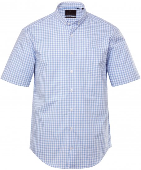 JP1880 Shirt Traditional Short Sleeve Checked Light Blue - Ingek - Ingek 2XL-10XL
