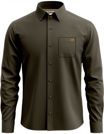 Motley Denim Lisbon Long Sleeve Shirt Dark Khaki - Ingek - Ingek 2XL-10XL