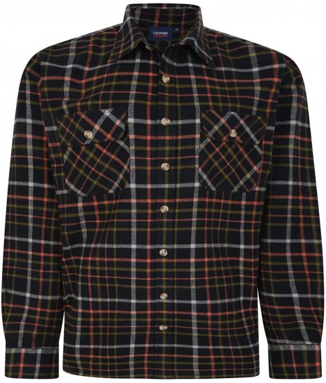 Espionage SH401 Checked Cotton Overshirt Black/Red - Pulóverek & kapucnis pulóverek - Pulóverek & Kapucnis pulóver 2XL-12XL